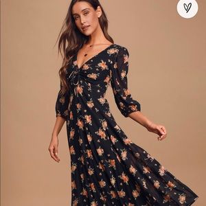 Free People Long-sleeve Floral Dress